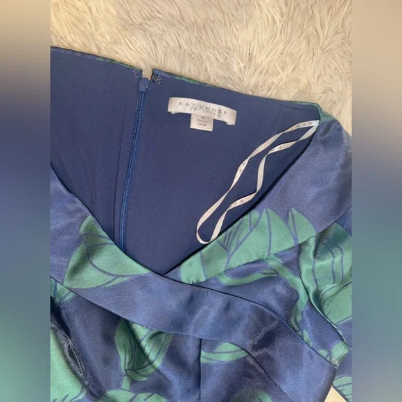 Kay Unger Blue and Green Floral Dress - Picture 3 of 6